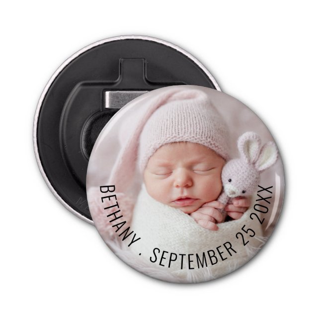 Baby Photo Name Birth Date Keepsake  Bottle Opener (Front)