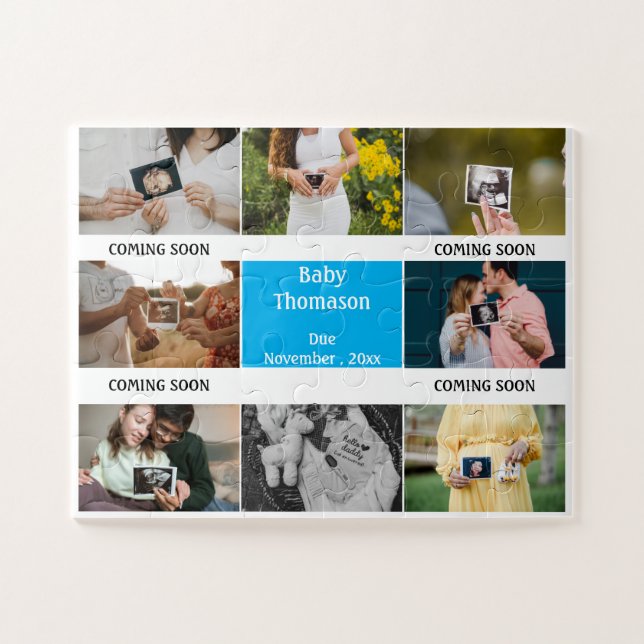 Baby Photo Name Coming soon Pregnancy Announcement Jigsaw Puzzle (Horizontal)