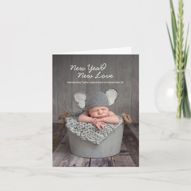  Baby Photo New Year New Love Holiday Birth Note Card (Front)