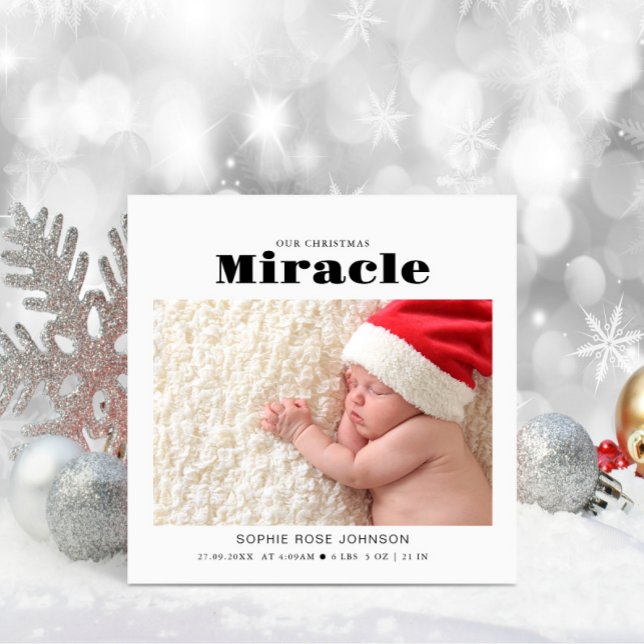 Baby Photo Our Christmas Miracle Holiday Card (Creator Uploaded)