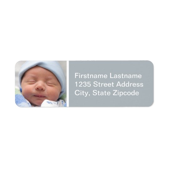 Baby Photo Return Address Labels | Nickel Grey