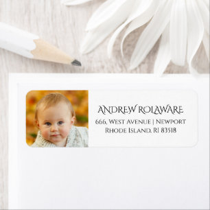Baby Photo Return Address Modern Simple Label