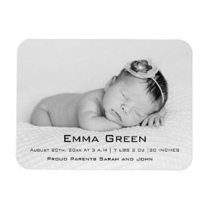 Baby Photo Script Birth Name Personalised Magnet