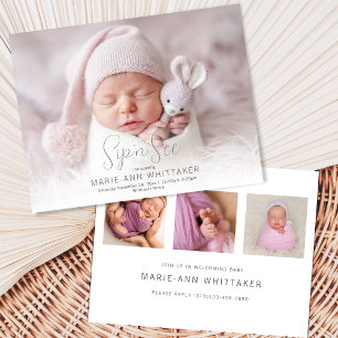 Baby Photo Sip'n'See Announcement Invitation