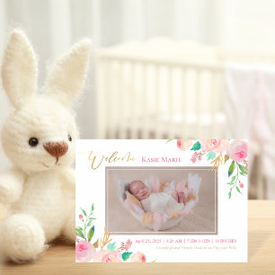 Baby Photo Spring Elegant Floral Birth Announcement