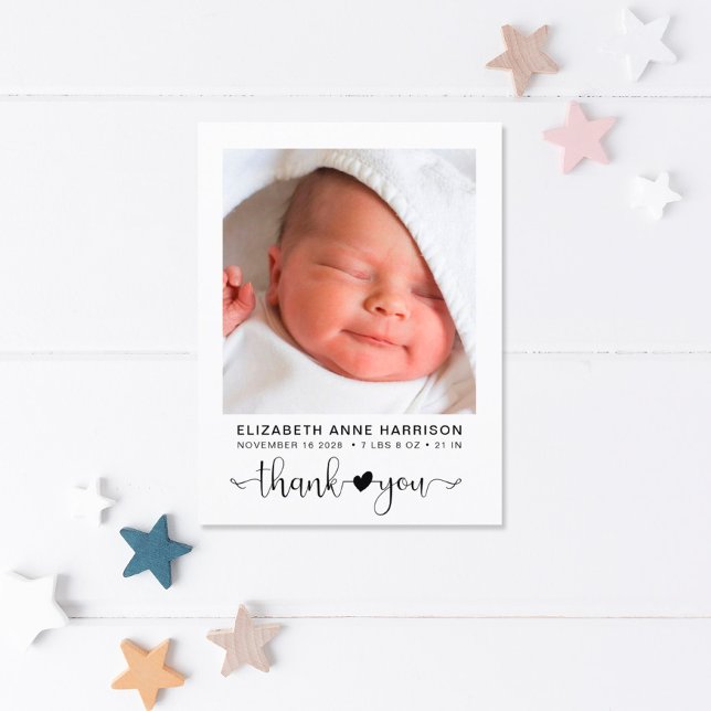Baby Photo Thank You Birth Announcement Postcard (Creator Uploaded)