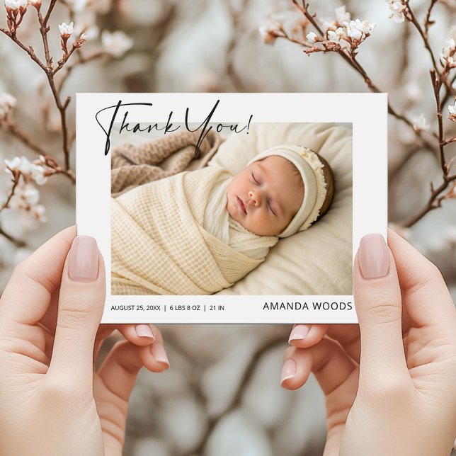 Baby Photo Thank You Birth Announcement Postcard (Creator Uploaded)
