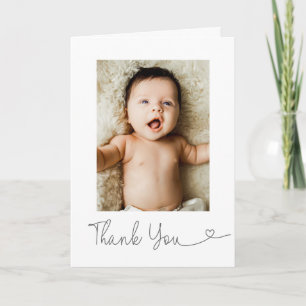 Baby Photo Thank you Heart Modern Baby shower Card