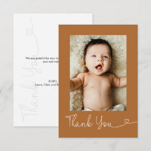 Baby Photo Thank you Heart Terracotta Baby shower Card