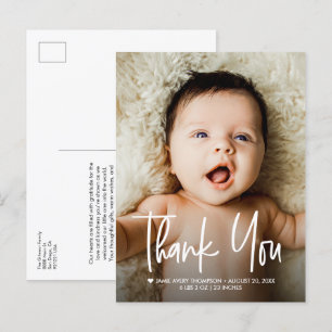 Baby Photo Thank you Modern Design Birth Announcement Postcard