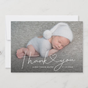Baby Photo Thank You Script Heart Birth Announcement