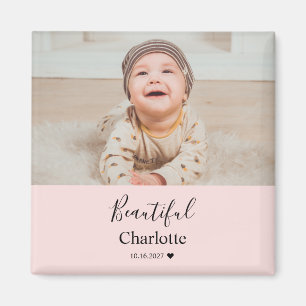 Baby Photo with Custom Name Keepsake Magnet