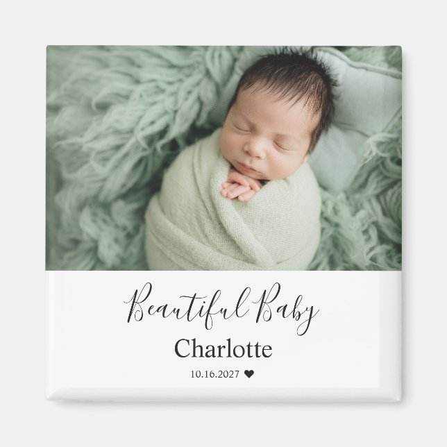 Baby Photo with Custom Name Keepsake Magnet (Front)