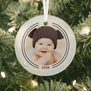 Baby Photo Year Christmas Glass Tree Decoration