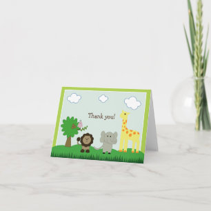 Baby Photo Zoo Animal Thank You Card (lime green)
