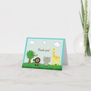 Baby Photo Zoo Animal Thank You Card (teal)