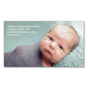 Baby Photographer Custom Newborn Photo Chic Modern Magnetic Business Card