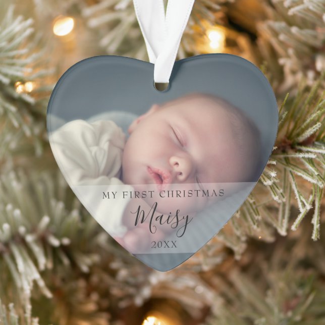 Baby Photos And Name First Christmas Holiday Ornament (Tree)