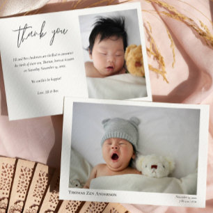 Baby Photos Modern Calligraphy Birth Announcement