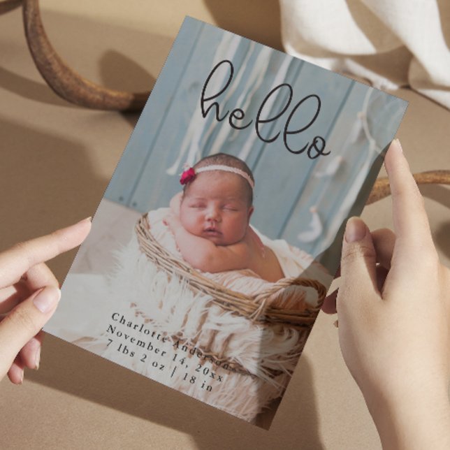 Baby Photos Modern Elegant Calligraphy Birth Announcement (Baby Photos Modern Elegant Calligraphy Birth Announcement)