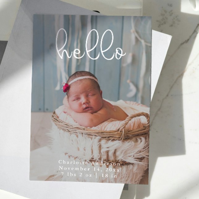 Baby Photos Modern Elegant Calligraphy Birth Announcement (Baby Photos Modern Elegant Calligraphy Birth Announcement)