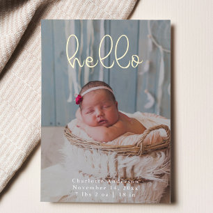 Baby Photos Modern Elegant Calligraphy Birth Foil Holiday Card