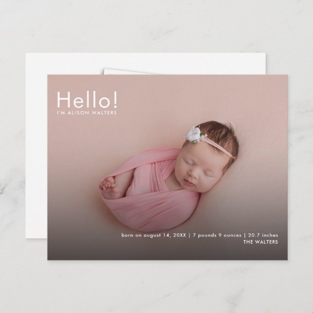 Baby Photos Name Custom Birth Announcement (Front/Back)