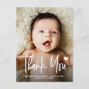 Baby Photos Thank you Heart Birth announcement Postcard