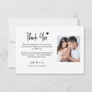 Baby Photos Thank you Heart Modern small Announcement