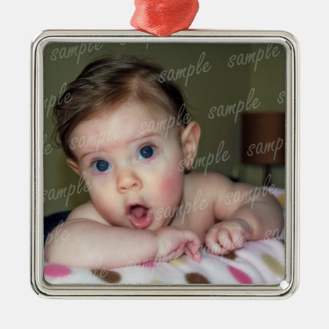 Baby Picture Frame Ornament With Ribbon (Front)