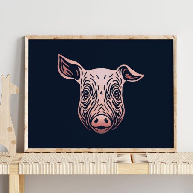 Baby Pig Animal Portrait | Cute Pink Pig Print (Creator Uploaded)