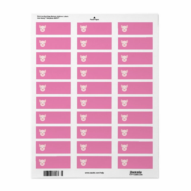 Baby Pig Face Return Address Label (Full Sheet)