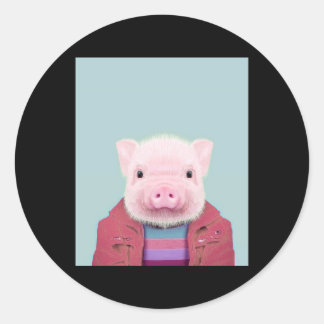 baby pig portrait_Pig Lover Classic Round Sticker