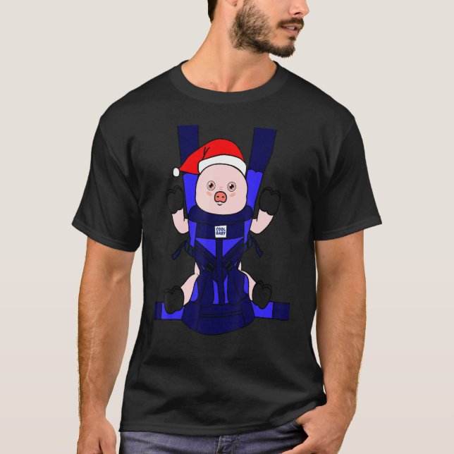 Baby Pig Santa Funny Cute Farmer Farmgirl Christma T-Shirt (Front)