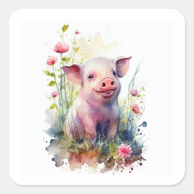 Baby Pig Square Sticker (Front)