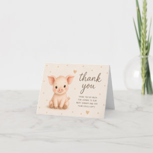 Baby Piglet Pig Farmhouse Baby Shower Thank You Ca Card