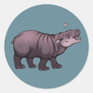 Baby Pigmy Hippo Classic Round Sticker