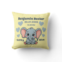 Baby pillow at birth - Elephant - customizable