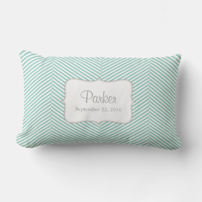 Baby Pillow - blue herringbone pattern (Front)