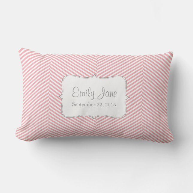 Baby Pillow - pink herringbone pattern (Front)