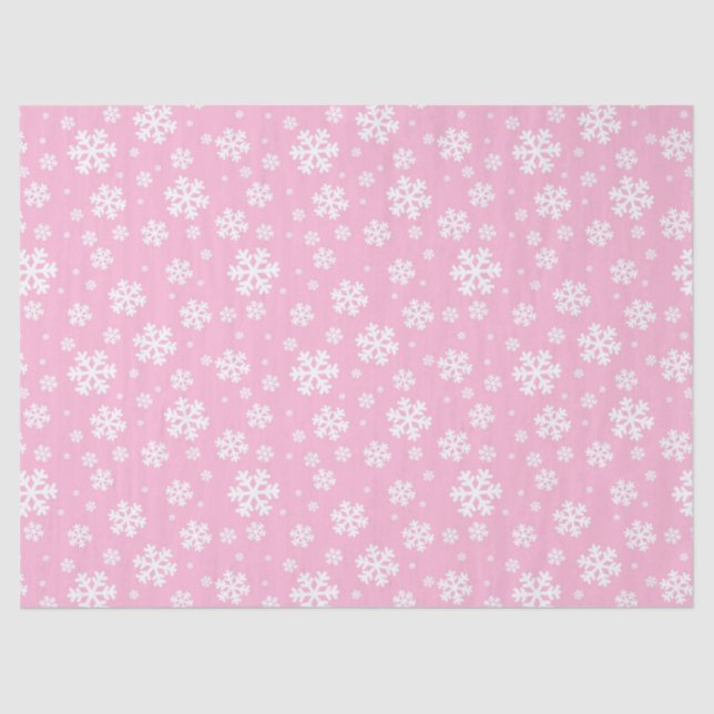 Baby Pink and white Christmas Snowflakes Pattern Tissue Paper (Front)