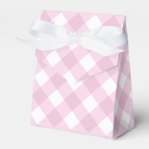 Baby Pink and White Gingham Pattern Favour Box