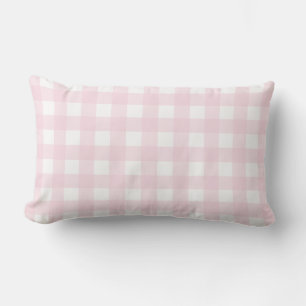 Baby Pink and White Large Gingham Pattern. Lumbar Cushion