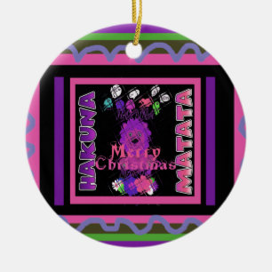 Baby pink Beautiful Merry Christmas Hakuna Matata Ceramic Ornament