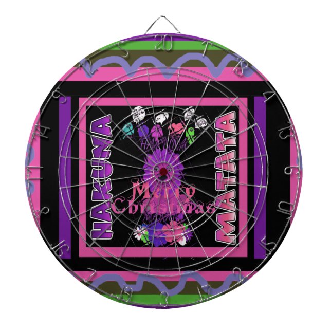 Baby pink Beautiful Merry Christmas Hakuna Matata Dartboard (Front)