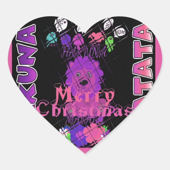 Baby pink Beautiful Merry Christmas Hakuna Matata Heart Sticker (Front)