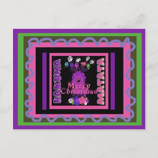 Baby pink Beautiful Merry Christmas Hakuna Matata Holiday Postcard (Front)