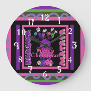 Baby pink Beautiful Merry Christmas Hakuna Matata Large Clock