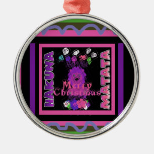 Baby pink Beautiful Merry Christmas Hakuna Matata Metal Ornament
