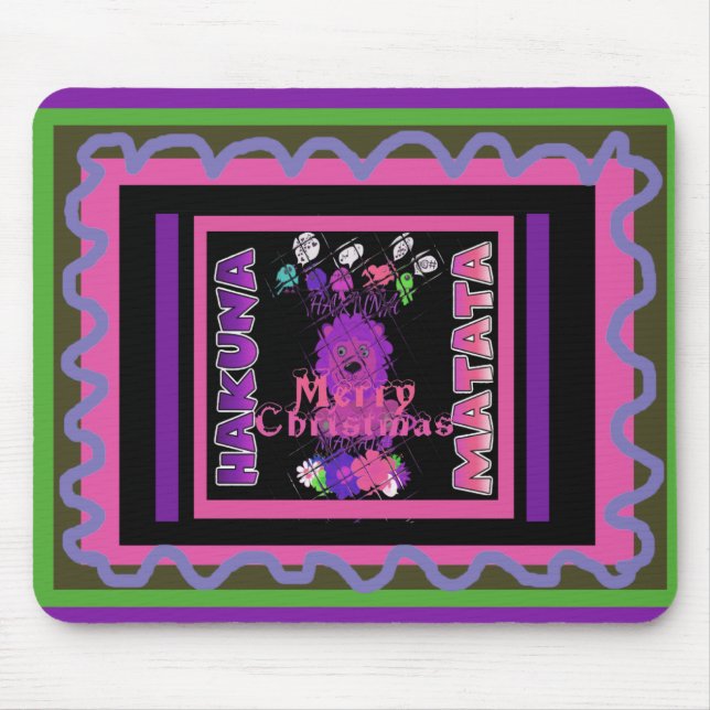 Baby pink Beautiful Merry Christmas Hakuna Matata Mouse Pad (Front)